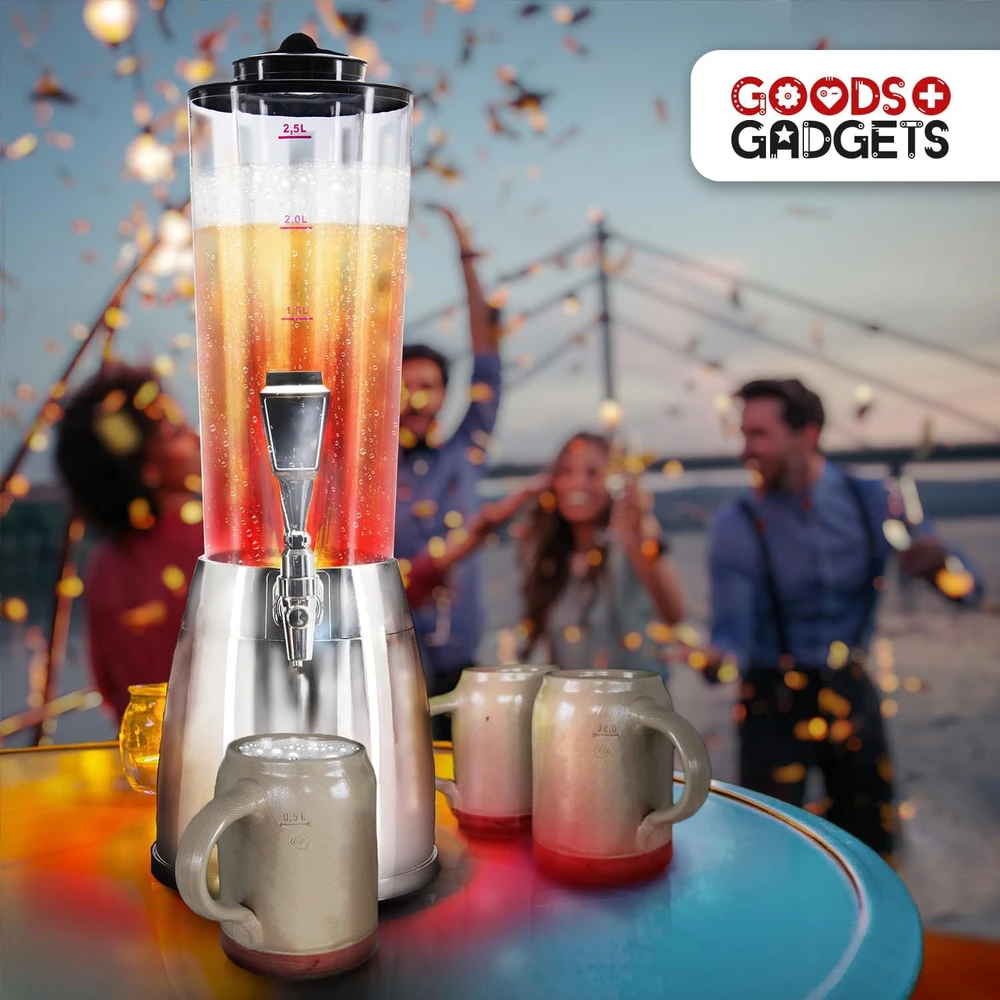 Goodsgadgets Alaus kolonėlė su ledo aušinimu 4 l talpos, chromuota, 1,3 l šaldymo indas