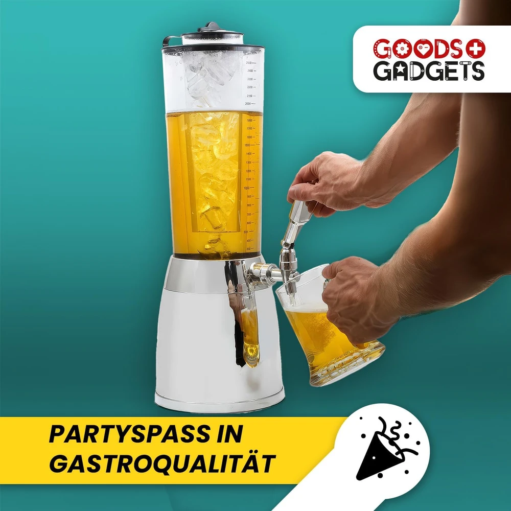 Goodsgadgets Alaus kolonėlė su ledo aušinimu 4 l talpos, chromuota, 1,3 l šaldymo indas