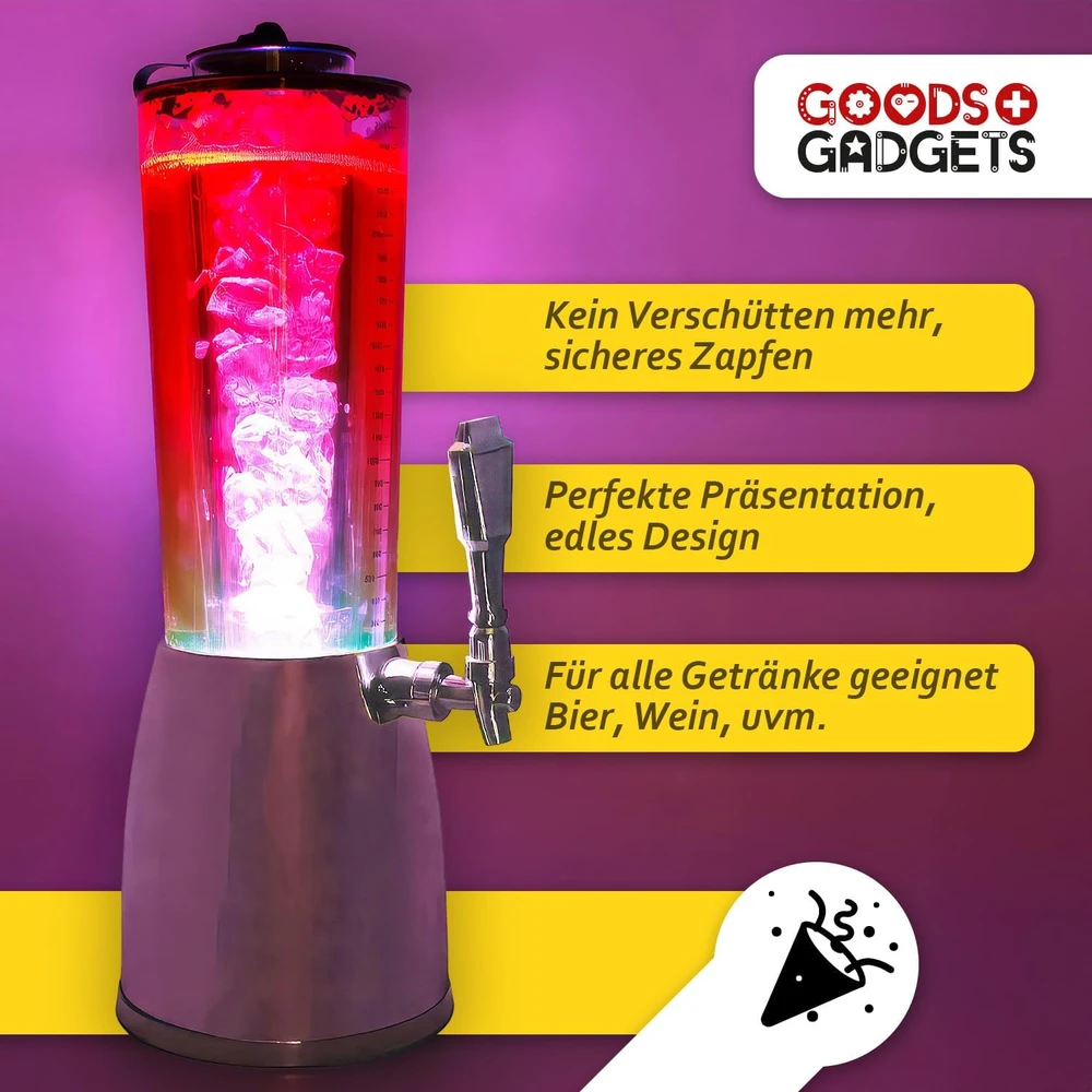 Goodsgadgets Alaus kolonėlė su ledo aušinimu 4 l talpos, chromuota, 1,3 l šaldymo indas