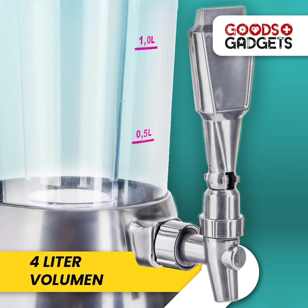 Goodsgadgets Alaus kolonėlė su ledo aušinimu 4 l talpos, chromuota, 1,3 l šaldymo indas
