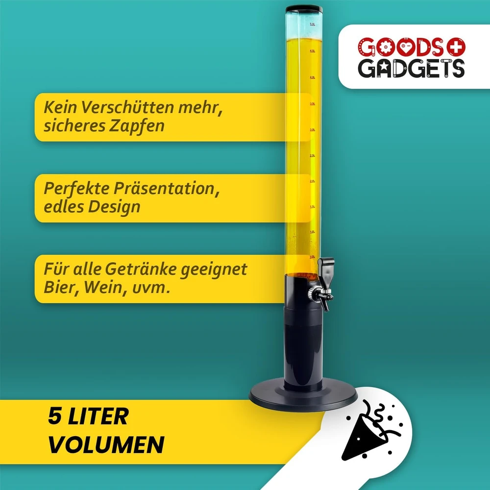 GOODS+GADGETS gėrimų bokštas su kranėliu, 5 l talpos, plastikas, apie 110 cm aukščio