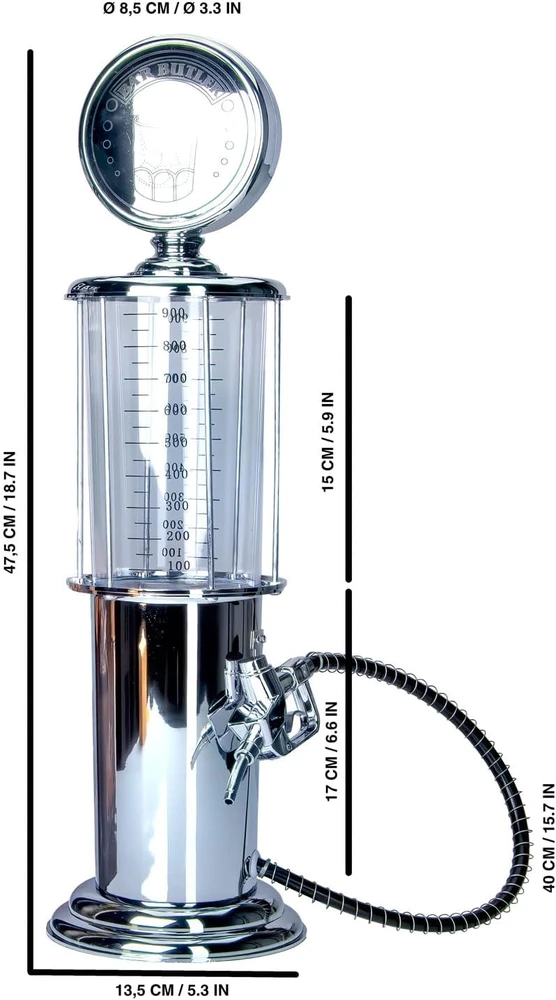 Goods+Gadgets gėrimų dozatorius su chromuotu stovu, 1000 ml, retro dizainas