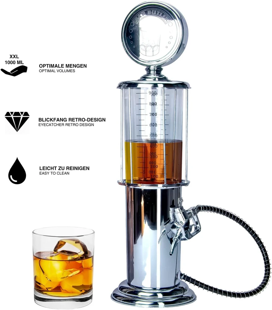 Goods+Gadgets gėrimų dozatorius su chromuotu stovu, 1000 ml, retro dizainas