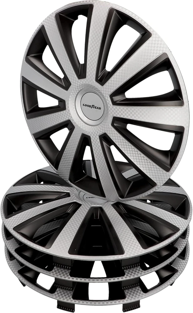 Goodyear automobilio ratų gaubtai Memphis Carbon 16 colių, 4 vnt., juodi ir sidabriniai, 10625