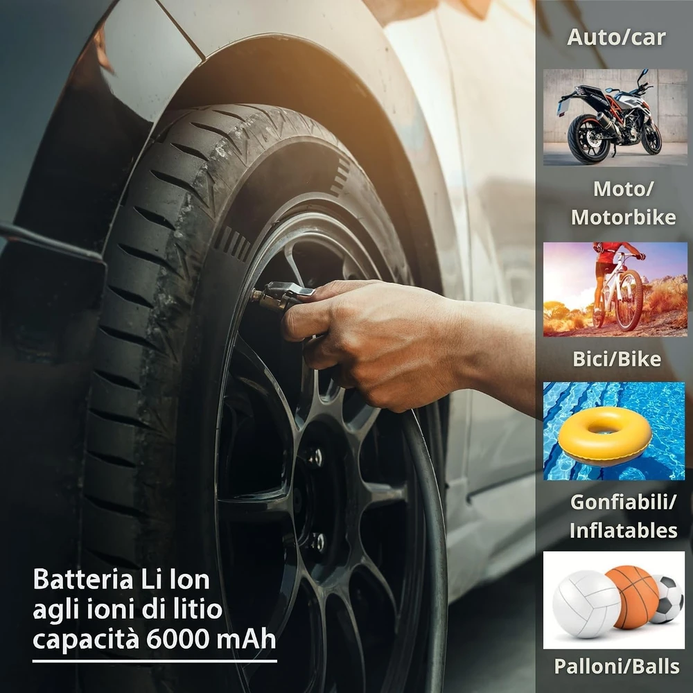 Goodyear belaidis nešiojamas oro kompresorius 6000 mAh su LED žibintuvėliu 23985