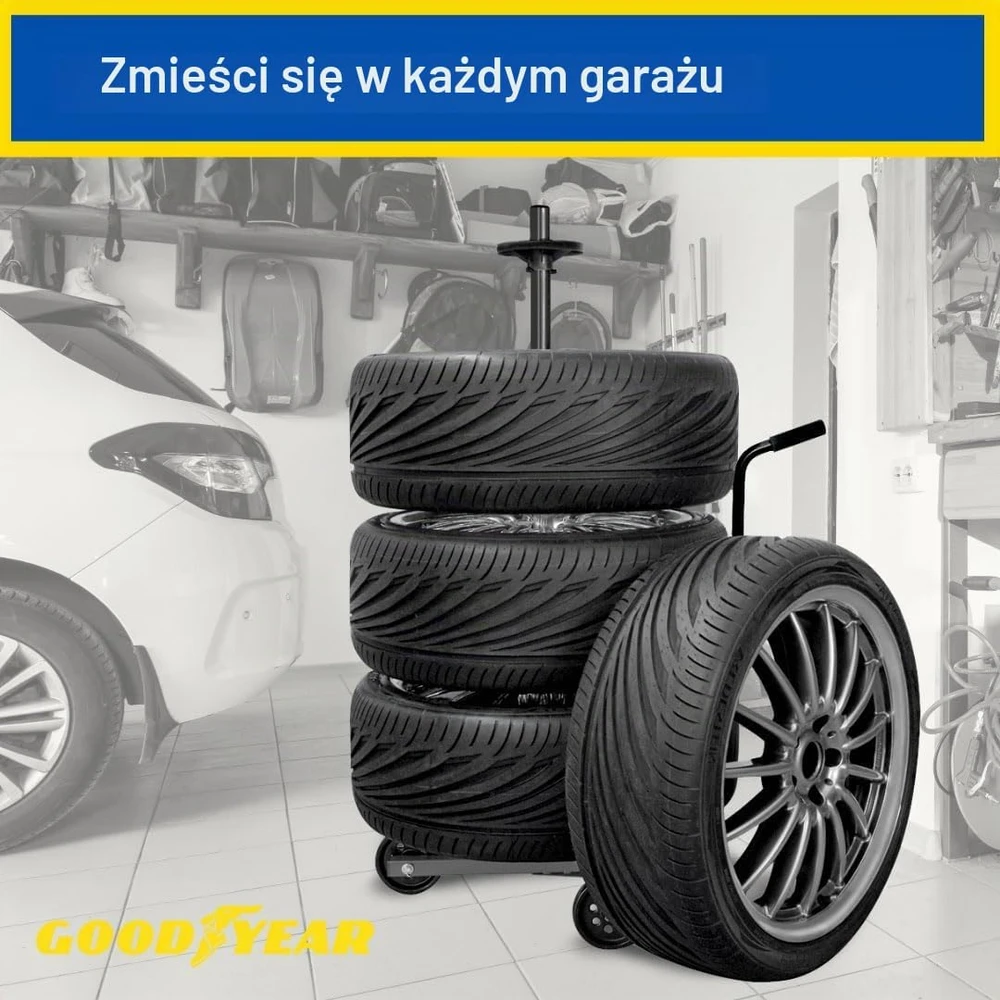 Goodyear padangų vežimėlis 4 ratams iki 100 kg su apsauginiu uždangalu 11123