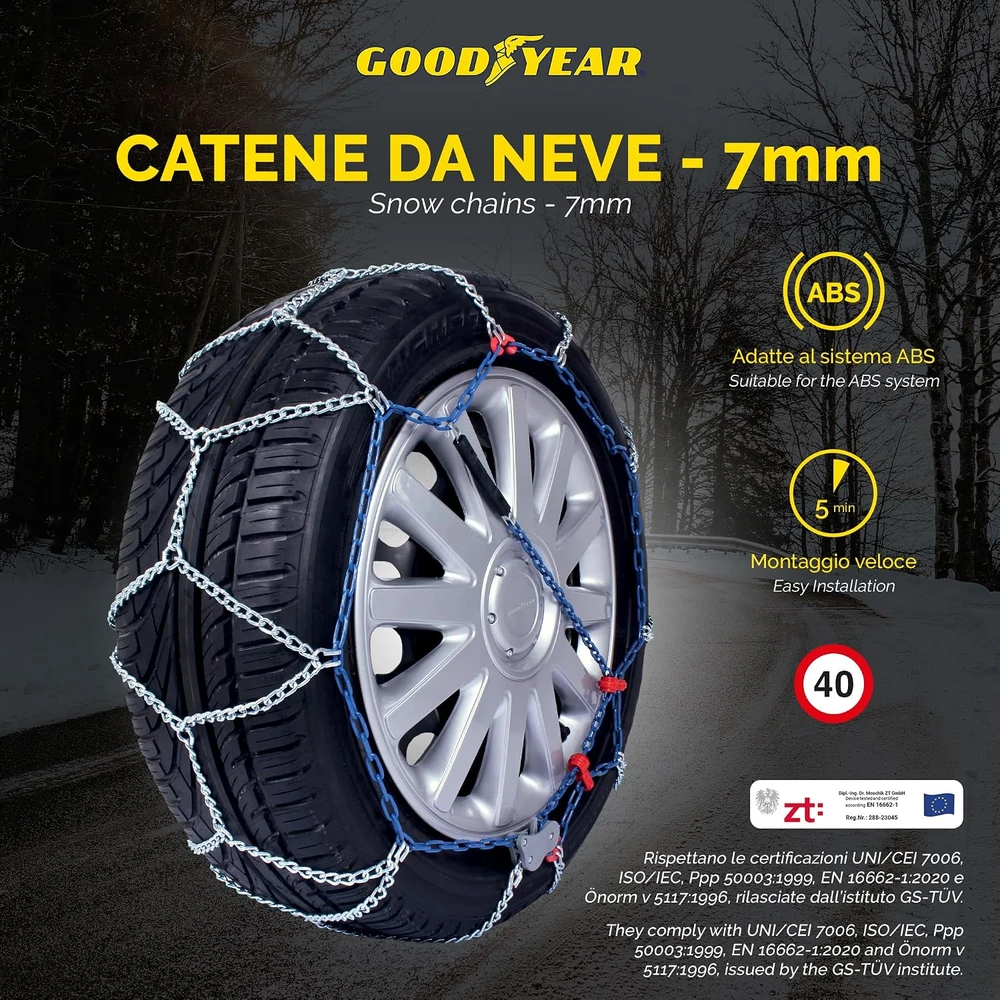 Goodyear sniego grandinės automobiliams G7, 7 mm, 120 dydis, TÜV ir GS ÖNORM, 77957