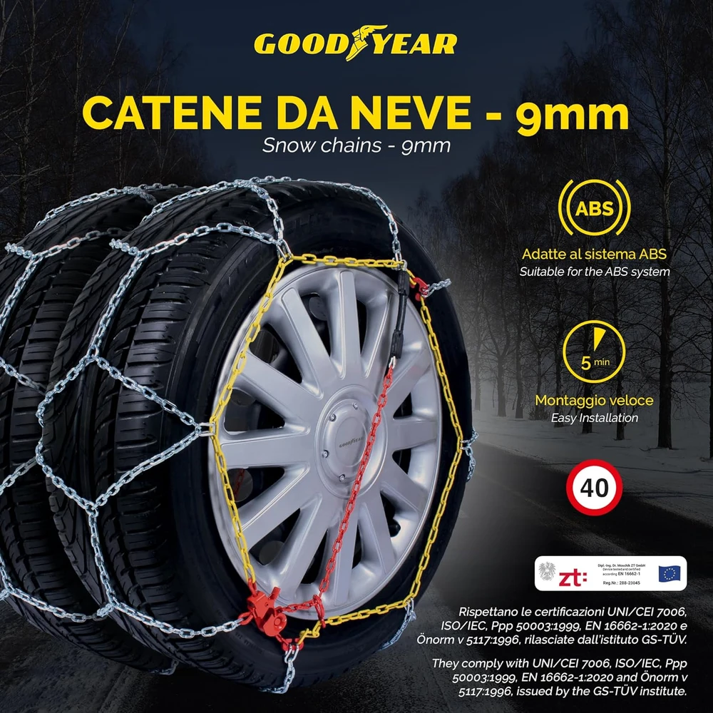 Goodyear sniego grandinės automobiliams G9 9 mm, dydis 090, modelis 77907