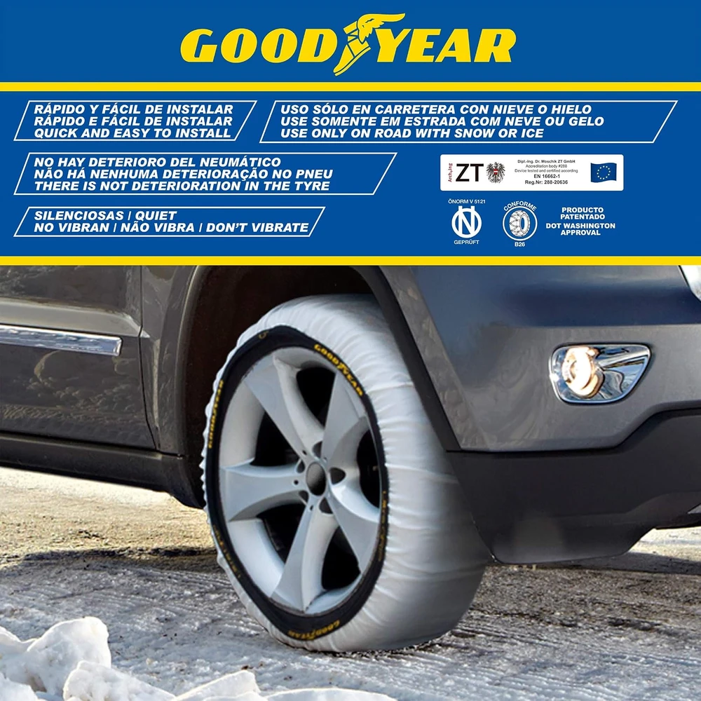 Goodyear tekstilinės sniego grandinės automobiliams XXL, 2 vnt., iki 40 km/h GOD8016