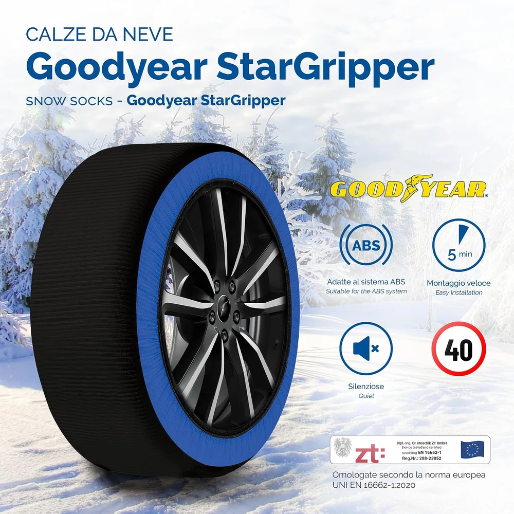 Goodyear tekstilinės sniego kojinės Star Gripper L automobiliams R14–R20, 77963