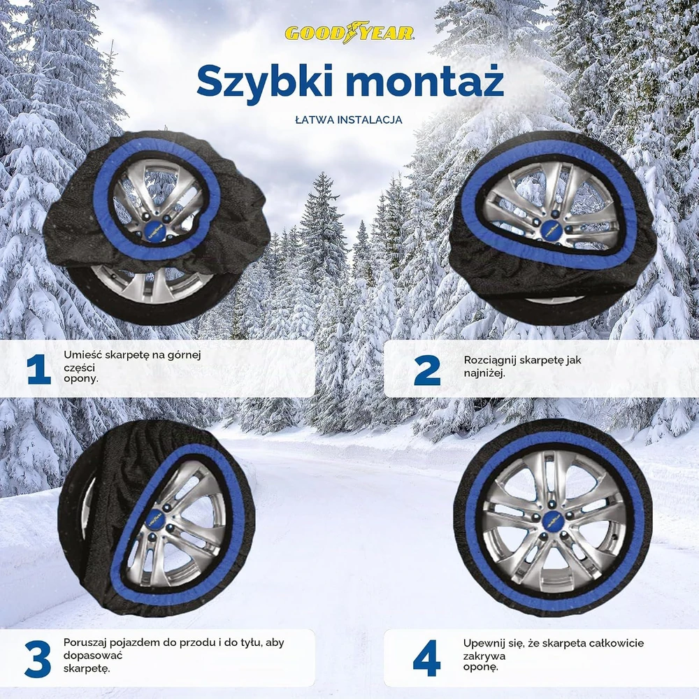 Goodyear tekstilinės sniego kojinės Star Gripper L automobiliams R14–R20, 77963
