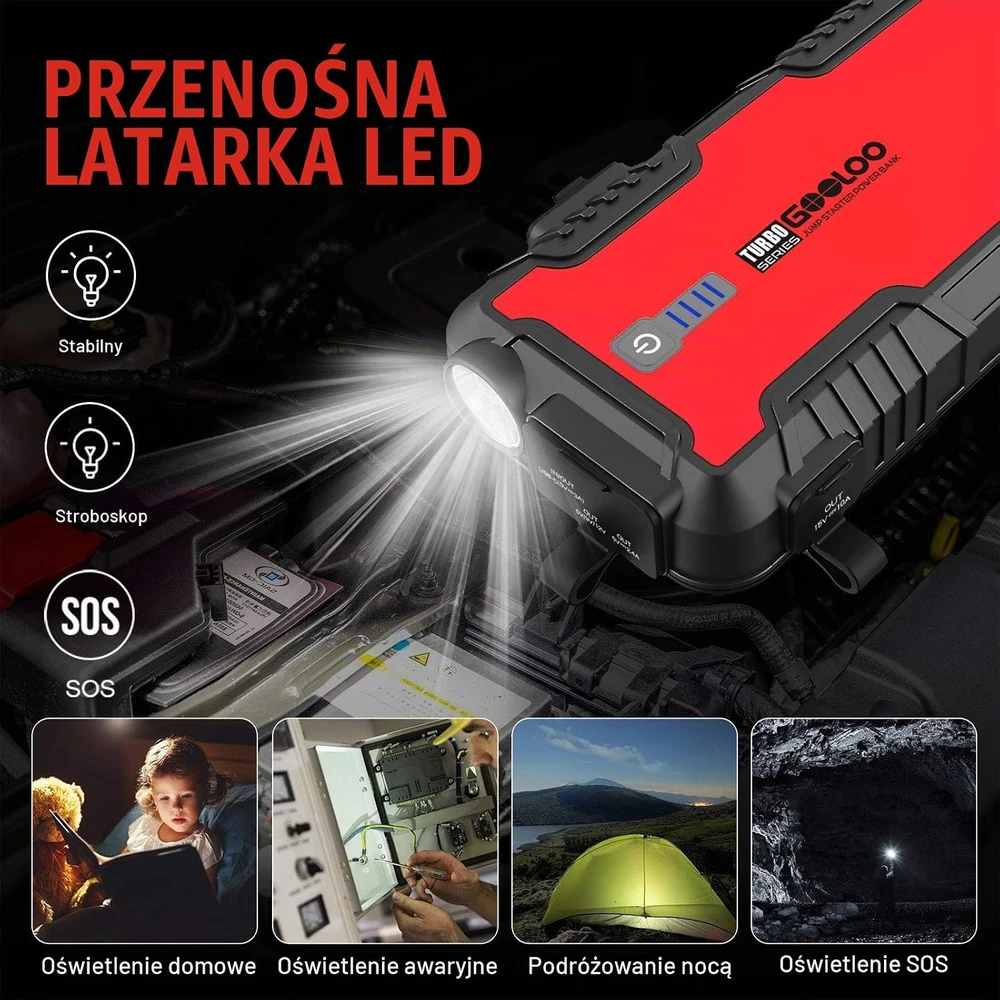 GOOLOO automobilinis paleidimo įrenginys 2000 A 12 V ličio jonų GP2000