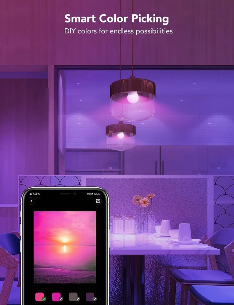Govee išmanioji LED lemputė E27 9 W RGB Wi-Fi Bluetooth, 2 vnt., H6008