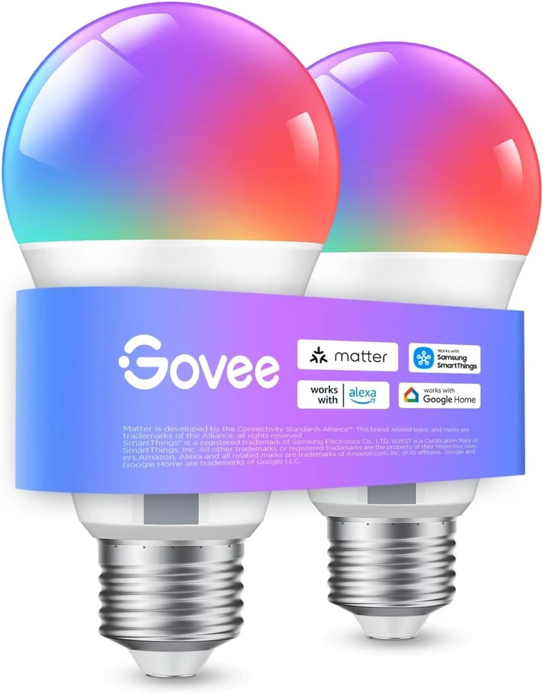 Govee išmanioji LED lemputė E27 9 W RGB Wi-Fi Bluetooth, 2 vnt., H6008