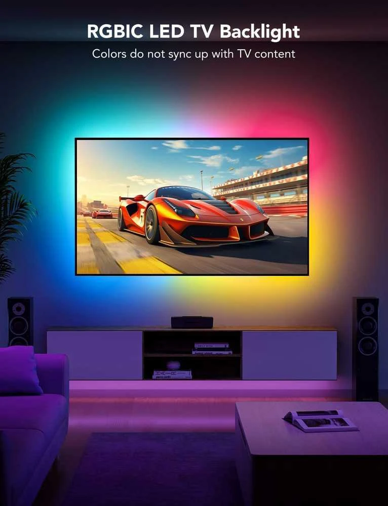 Govee LED televizoriaus foninis RGBIC apšvietimas 2.4 m, Wi‑Fi/Bluetooth juosta 40–50" TV, H6167
