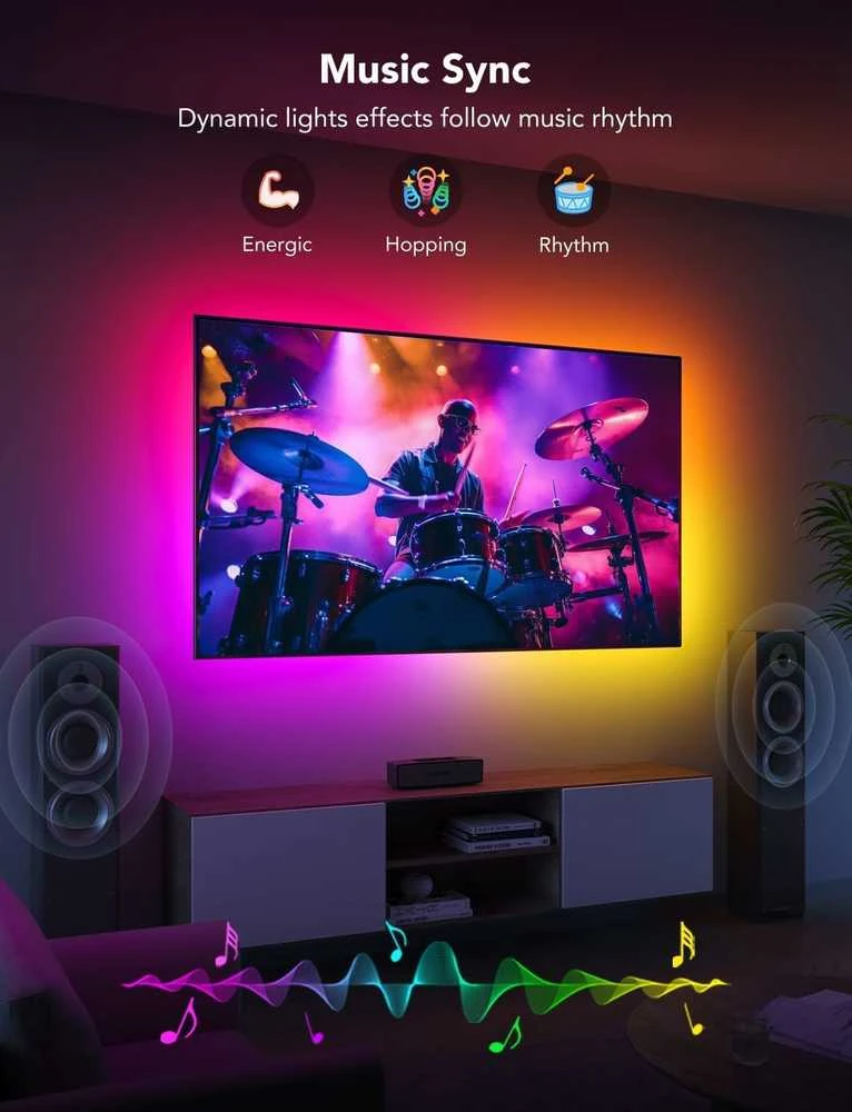 Govee LED televizoriaus foninis RGBIC apšvietimas 2.4 m, Wi‑Fi/Bluetooth juosta 40–50" TV, H6167