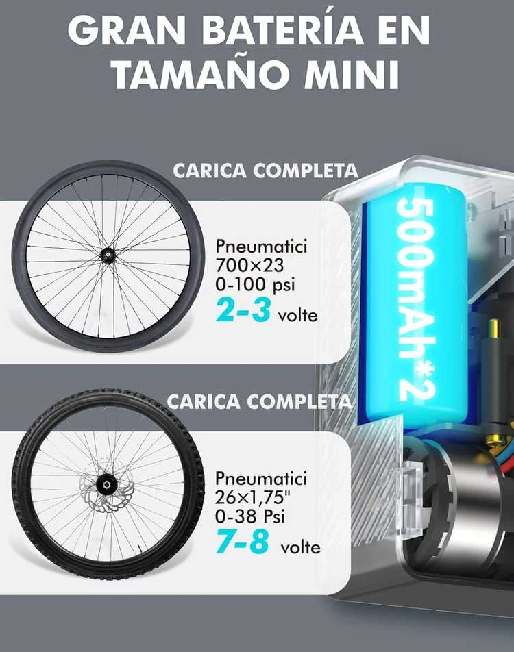 GPUTEK elektrinė dviračio pompa, 120 psi, LED ekranas, 1000 mAh akumuliatorius, BL01