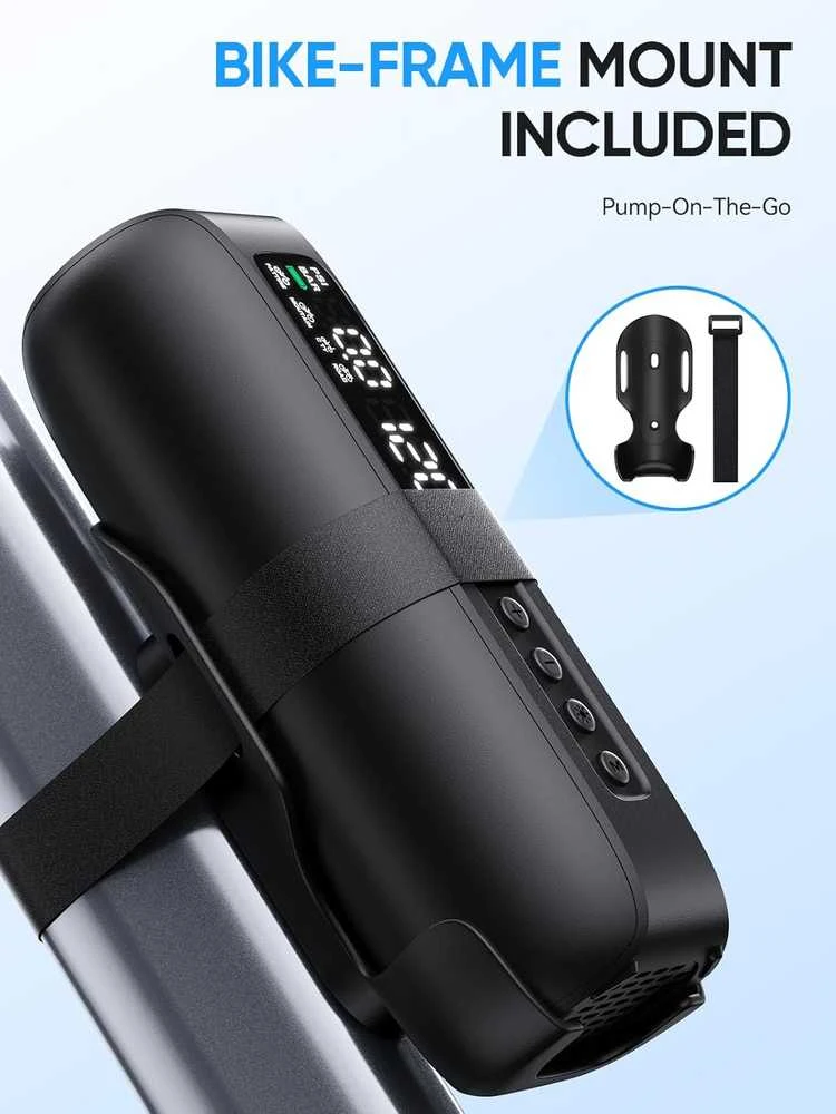 GPUTEK elektrinė dviračio pompa, 150 psi, skaitmeninė, 5200 mAh akumuliatorius, BG02