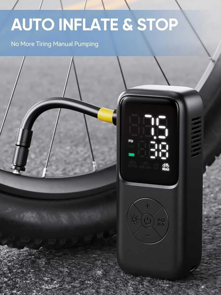 GPUTEK mini elektrinė dviračio pompa, 120 PSI, akumuliatorinė, Schrader ir Presta, BG-BL02