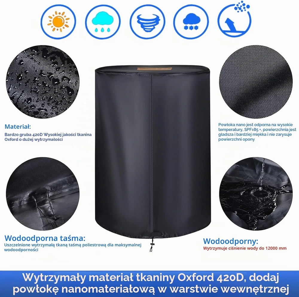 GRABADO padangų laikymo užvalkalas iš 420D Oksfordo audinio, atsparus vandeniui, Wheel Cover