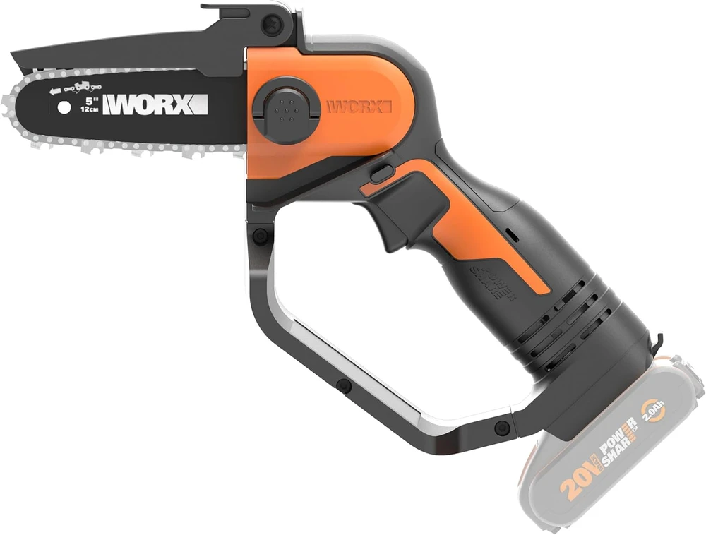 Grandininis pjūklas WORX akumuliatorinis vienarankis šakų pjūklas 20 V, 12 cm grandinė WG324E.9