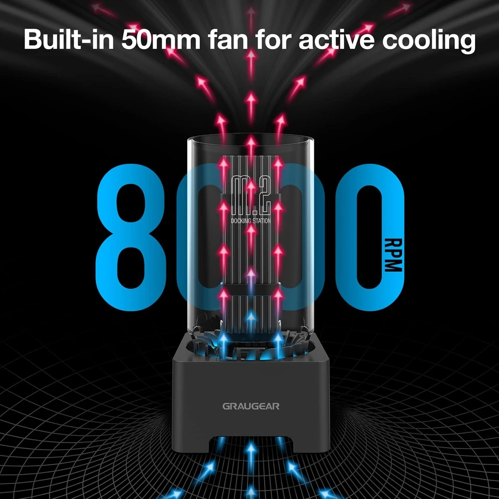 GAU GRAUGEAR G-M2DK-AC-10G saugojimo diskų prijungimo stotis USB 3.2 Gen 2 (3.1 Gen 2) Type-C Juoda