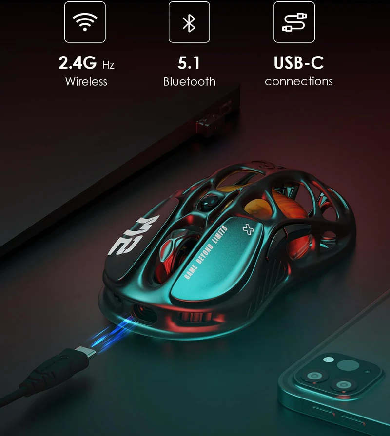 GravaStar Mercury M2 belaidė žaidimų pelė Stealth Juodas
