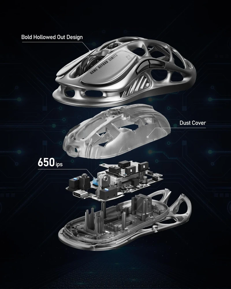 GravaStar Mercury M2 belaidė žaidimų pelė Stealth Juodas