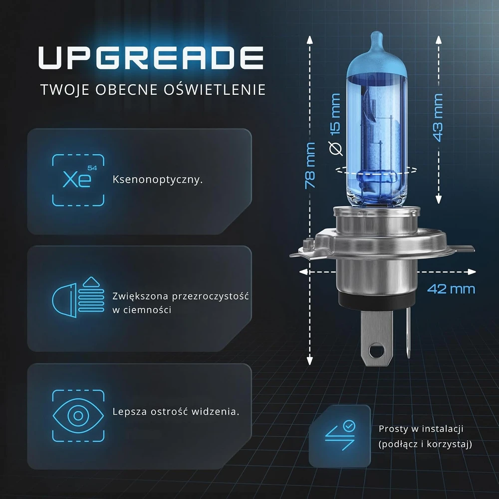 Gread halogeninės automobilio lemputės H4 12 V 60/55 W 8500 K H4 Box Mėlyna