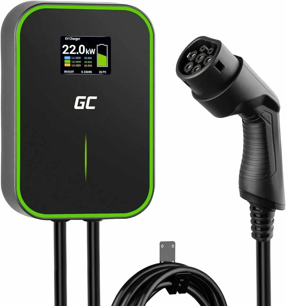 GREENCELL įkroviklis Wallbox GC EV PowerBox 22kW su 2 tipo laidu, skirtas elektromobiliams ir Plug-In hibridams įkrauti