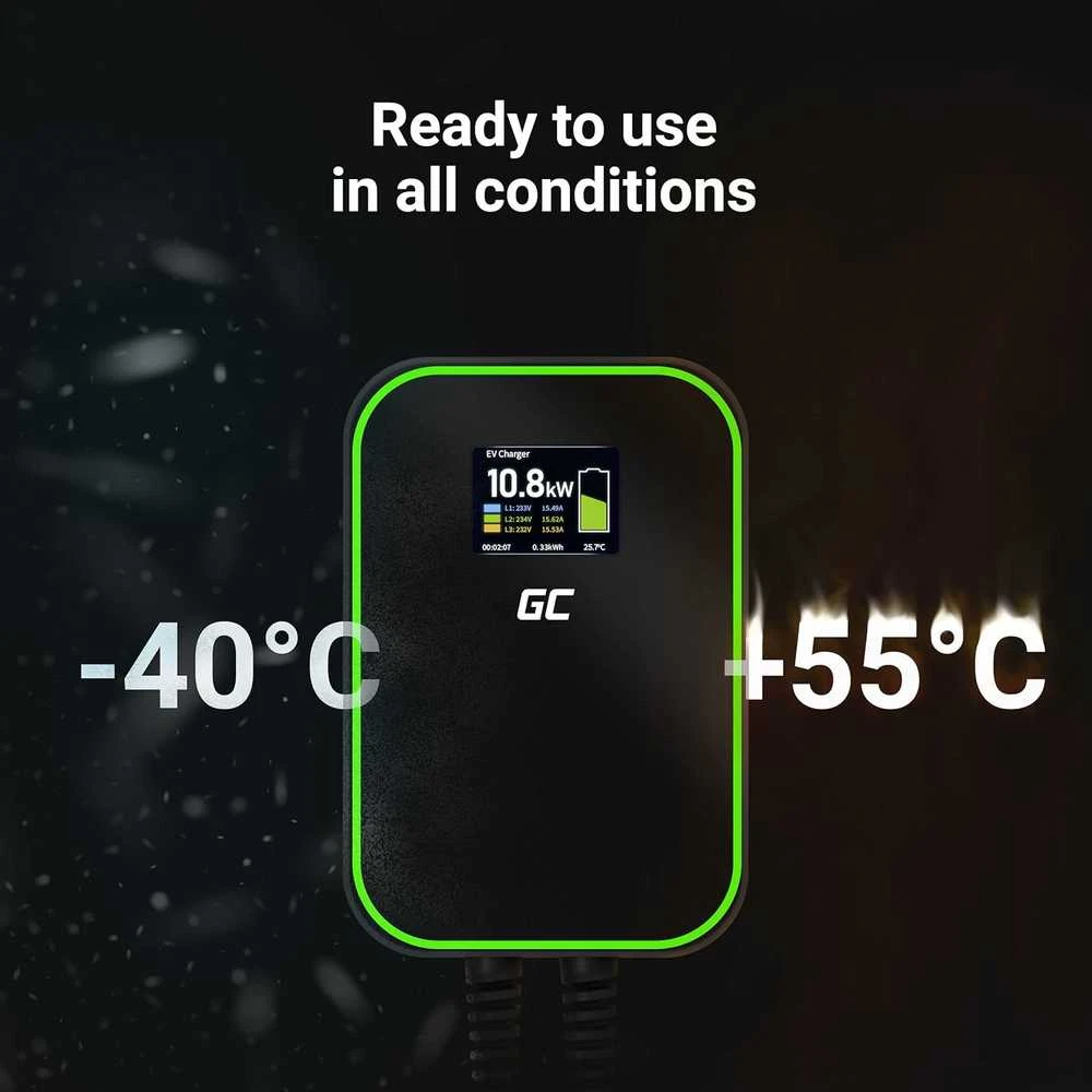 GREENCELL įkroviklis Wallbox GC EV PowerBox 22kW su 2 tipo laidu, skirtas elektromobiliams ir Plug-In hibridams įkrauti