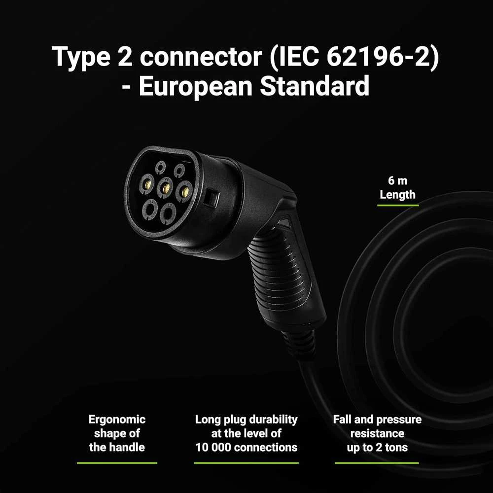 GREENCELL įkroviklis Wallbox GC EV PowerBox 22kW su 2 tipo laidu, skirtas elektromobiliams ir Plug-In hibridams įkrauti