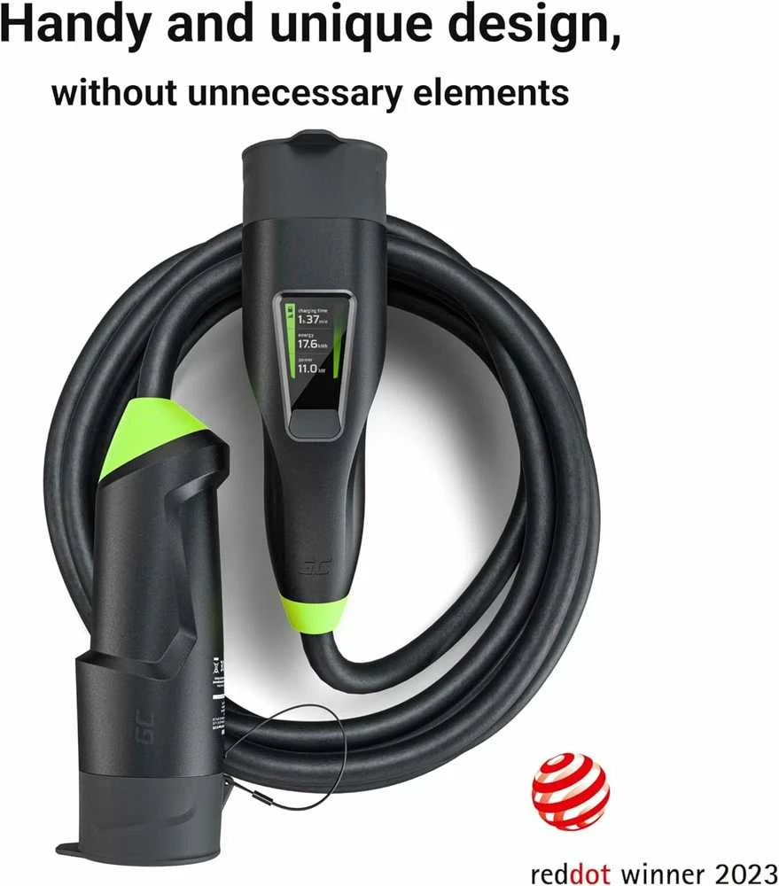 Žalias Cell type 2 - type 2, 11kW, 7m ilgio krovimo laidas su valdikliu