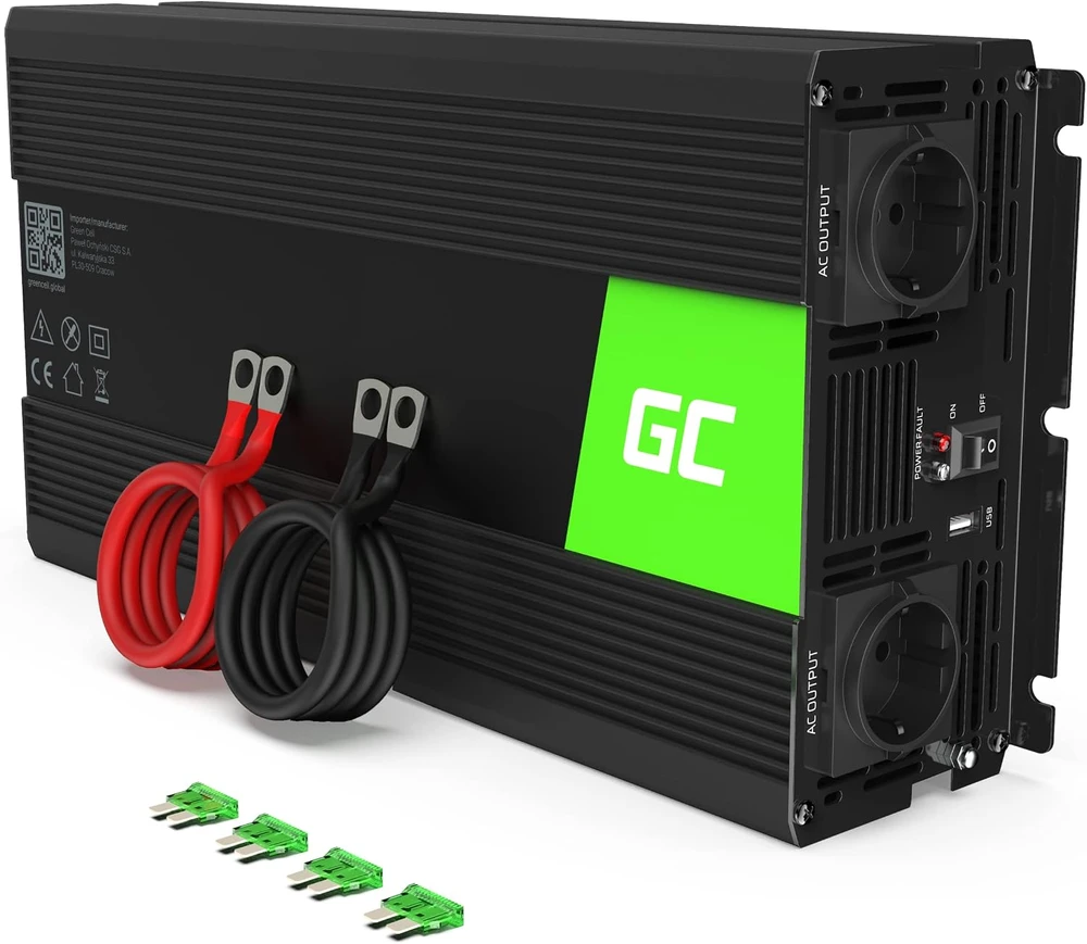 Inverteris 12V/230V 1500W/3000W sinusinė išėjimo įtampa Green Cell