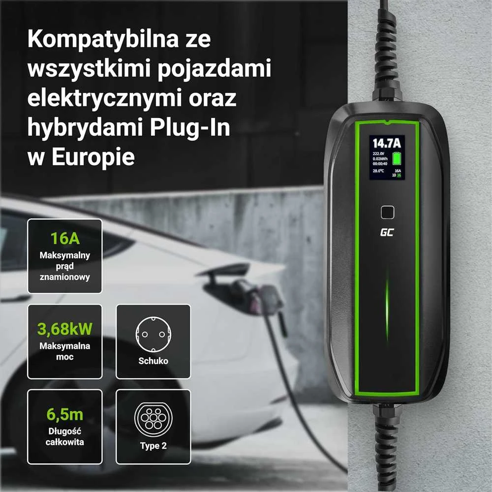 Green Cell Žalias Cell Kabelis Žalias Cell GC Type 2 22 kW 5 metrų, skirtas įkrauti elektromobilius