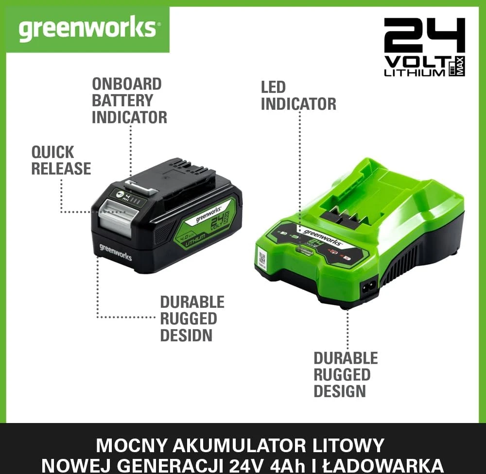 Akumuliatorius Greenworks GSK24B4; 24 V; 4,0 Ah; Li-ion + pakrovėjas
