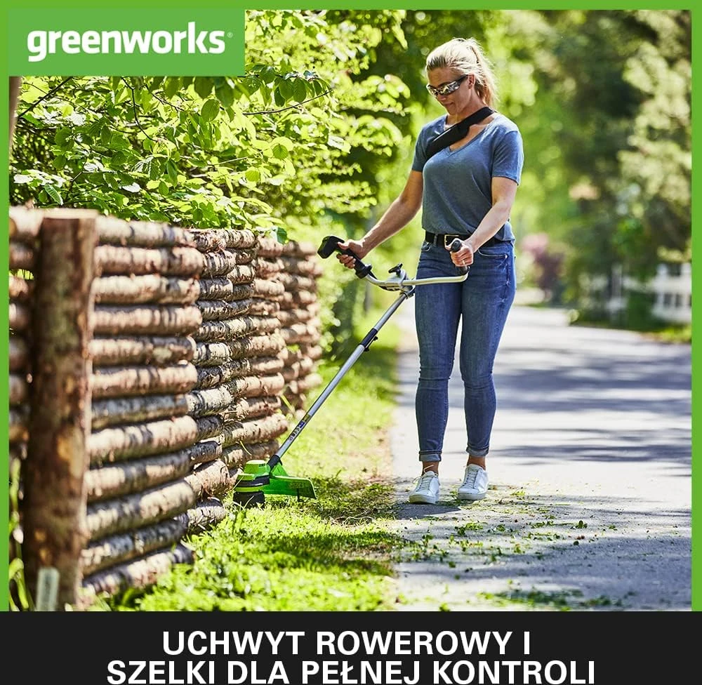 Greenworks akumuliatorinė krūmapjovė 48 V, 38 cm, su 2 x 24 V 4 Ah akumuliatoriais 2107807UD