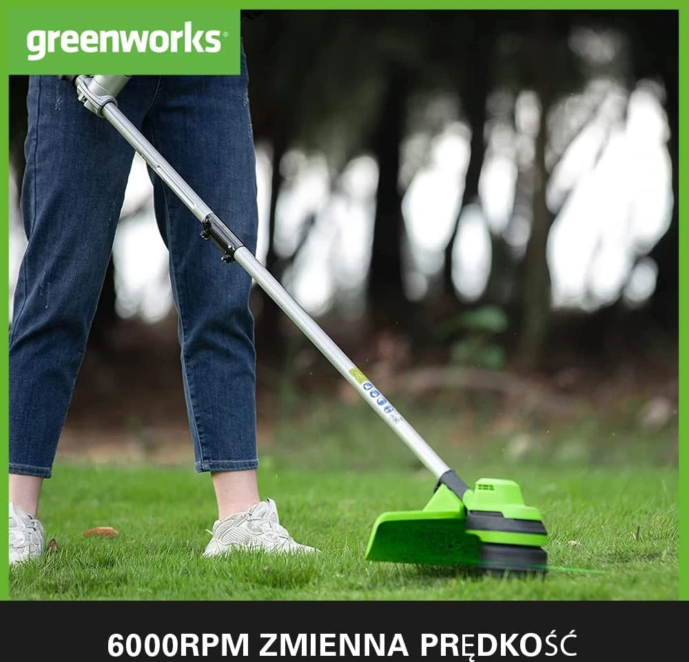 Greenworks akumuliatorinė krūmapjovė 48 V, 38 cm, su 2 x 24 V 4 Ah akumuliatoriais 2107807UD