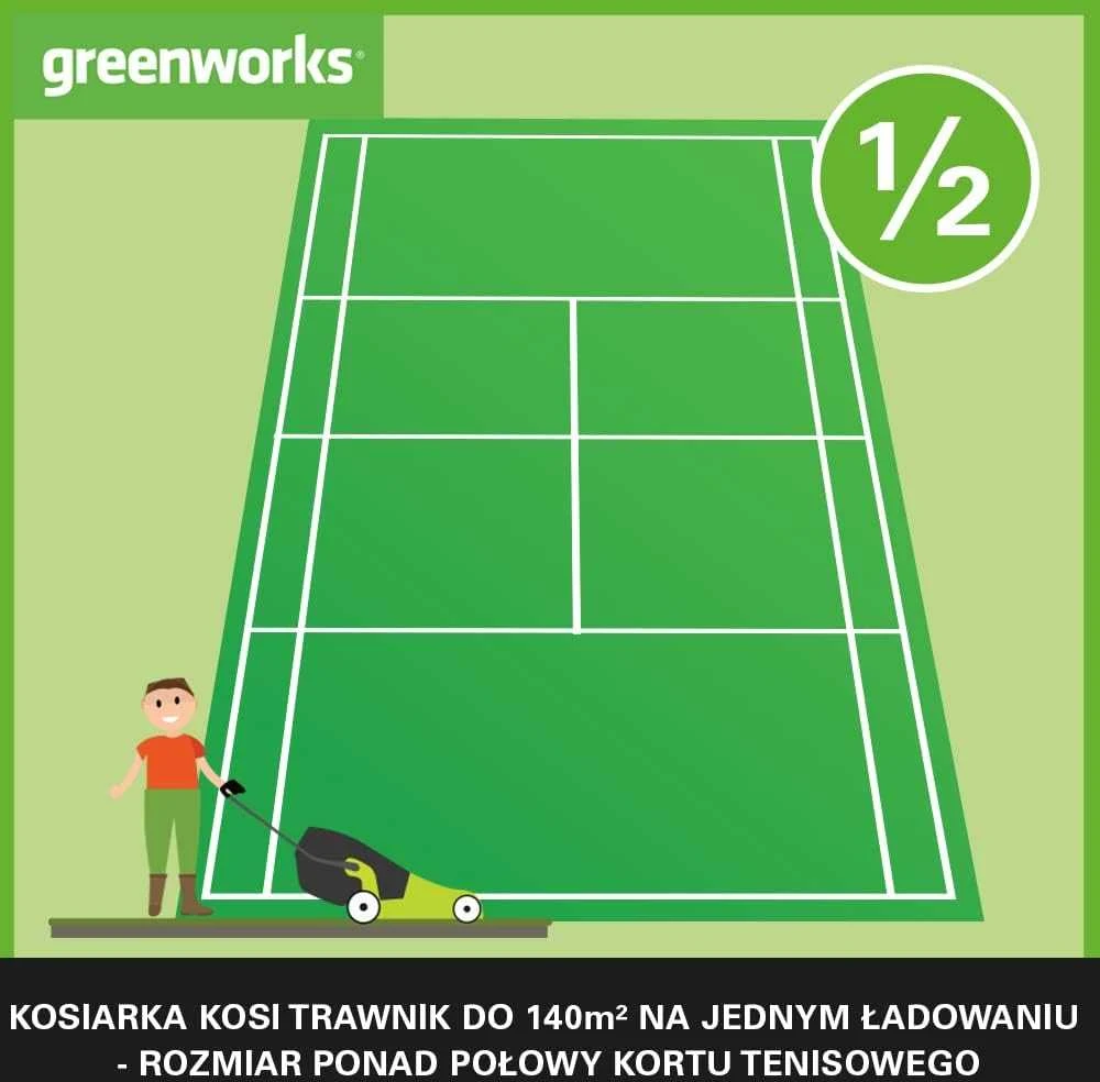Greenworks akumuliatorinė vejapjovė 24V 2Ah, 33 cm pjovimo plotis, 30 l talpa, bešepetėlinis variklis, modelis 2516107UA