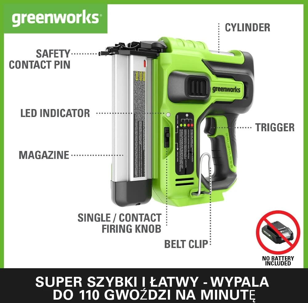 Viniakalė Greenworks GD24BN; 24 V (be akumuliatoriaus ir pakrovėjo)