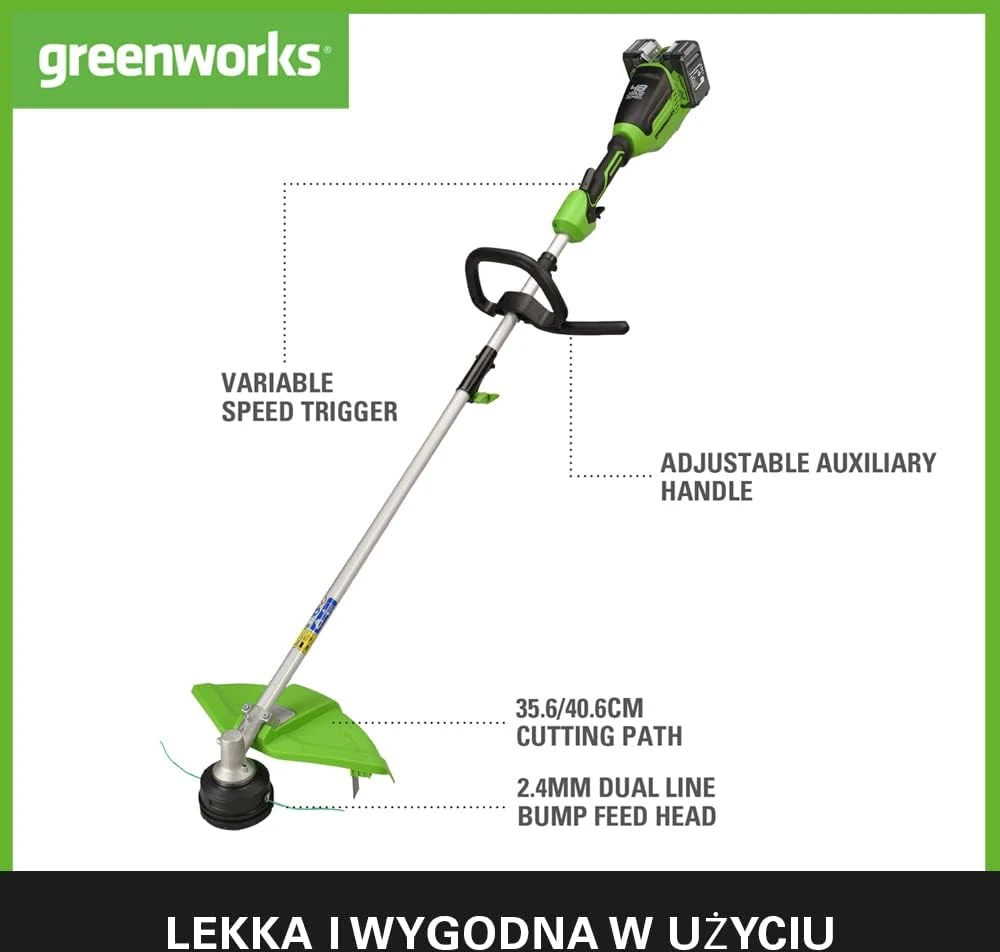 Žoliapjovė - trimeris Greenworks GD24X2TXK4x; 2x24 V; 2x4,0 Ah akum.