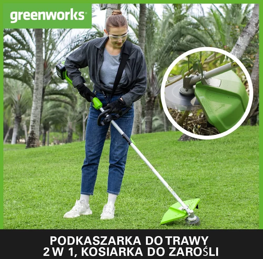Žoliapjovė - trimeris Greenworks GD24X2TXK4x; 2x24 V; 2x4,0 Ah akum.