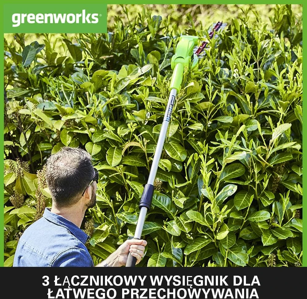 Teleskopinės gyvatvorių žirklės Greenworks G40PHAK2; 40 V; 1x2,0 Ah; 51 cm ilgio; akumuliatorinės
