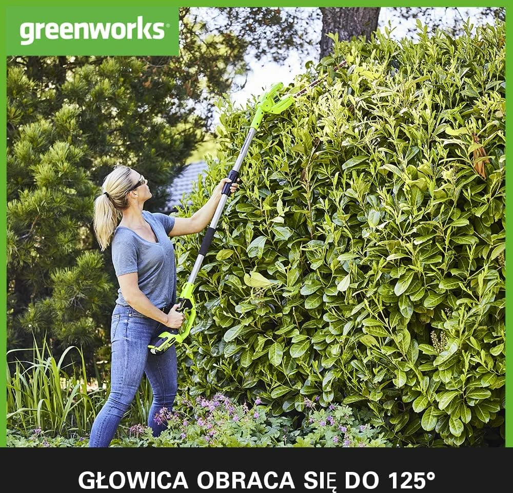 Greenworks akumuliatorinės gyvatvorių žirklės su sulankstomu kotu 51 cm 24 V G24PH51K2