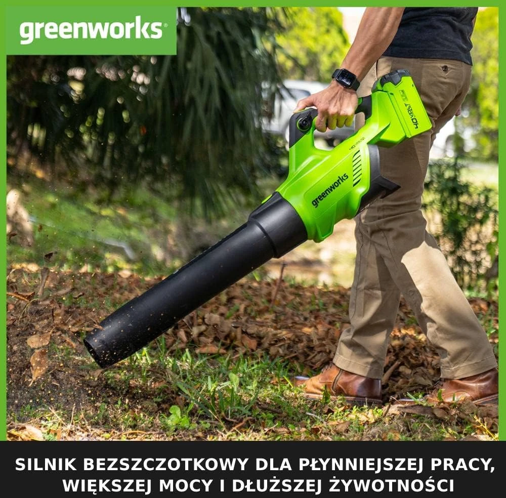 Akumuliatorinis lapų pūstuvas Greenworks GD40ABIIK2X; 40 V; 2x2,0 Ah akum.