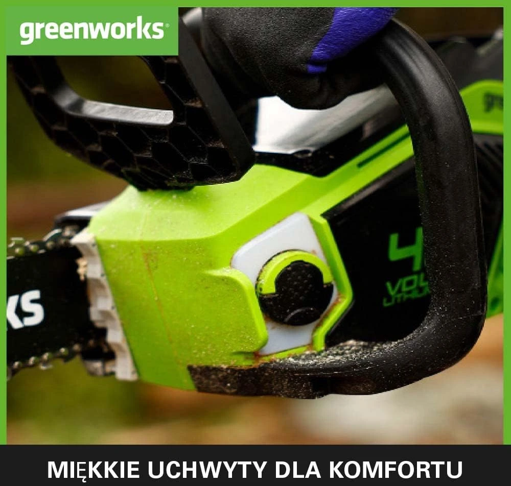 Greenworks akumuliatorinis grandininis pjūklas 35 cm, 40 V, 2 x 2 Ah, 2005707UC