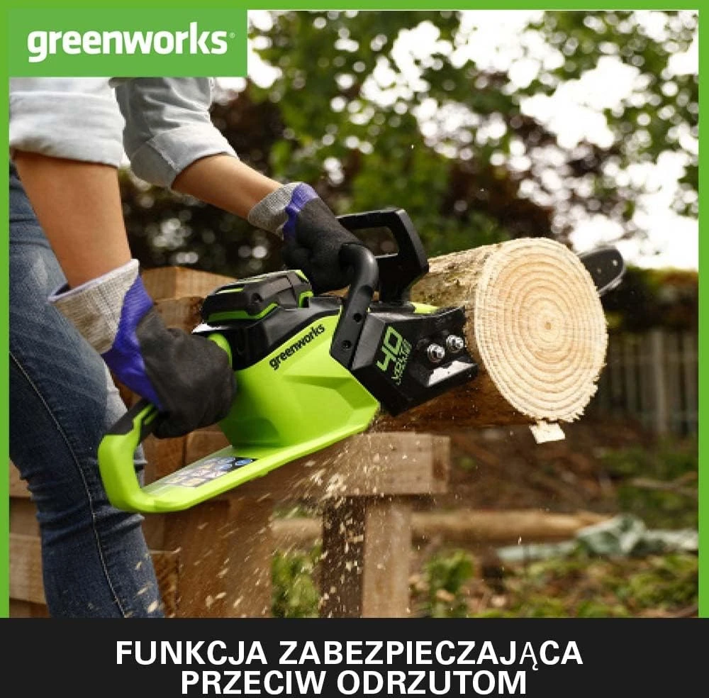Greenworks akumuliatorinis grandininis pjūklas 35 cm, 40 V, 2 x 2 Ah, 2005707UC