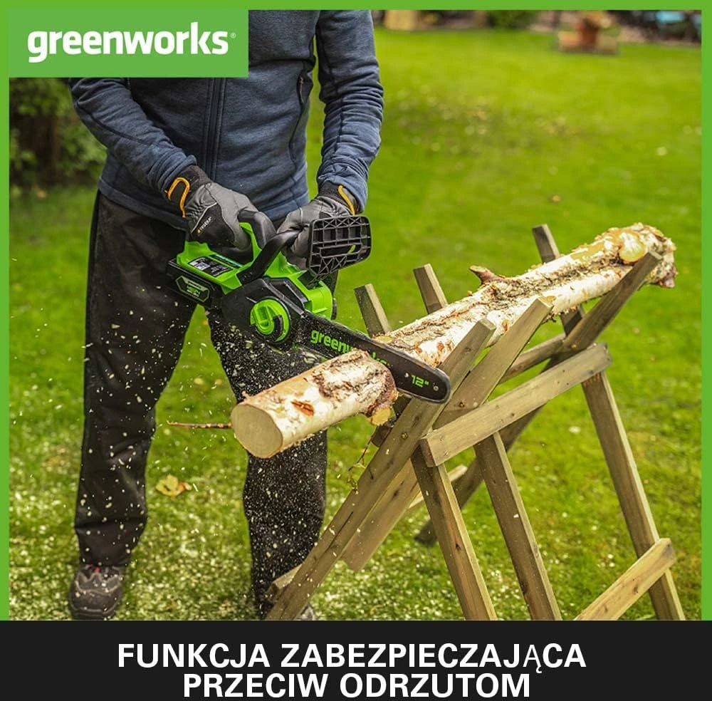Greenworks GD24CS30K4 grandininis pjūklas 24 V su 30 cm ilgio juosta (su 4Ah akumuliatoriumi ir krovikliu)