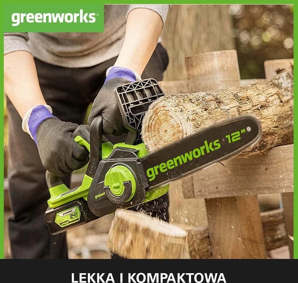 Greenworks GD24CS30K4 grandininis pjūklas 24 V su 30 cm ilgio juosta (su 4Ah akumuliatoriumi ir krovikliu)