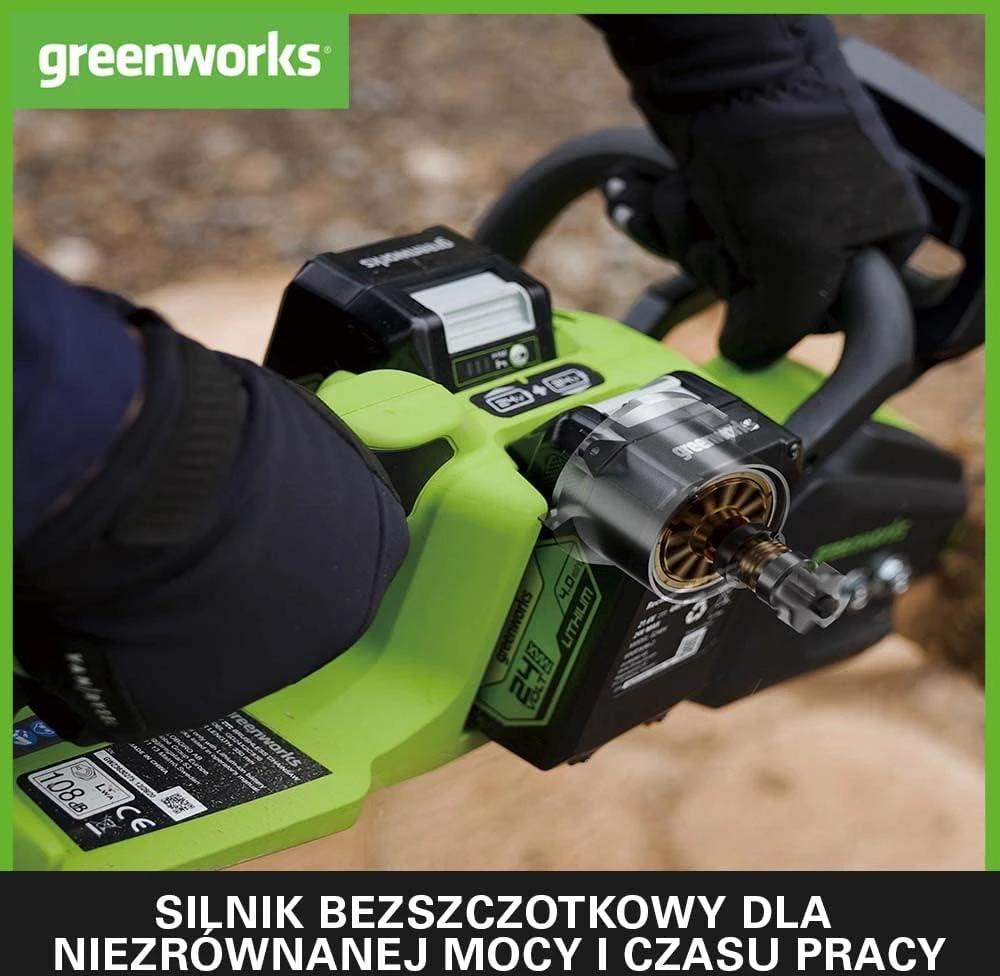 Grandininis pjūklas Greenworks GD24X2CS36K4x; 2x24 V; 2x4,0 Ah; 36 cm juosta